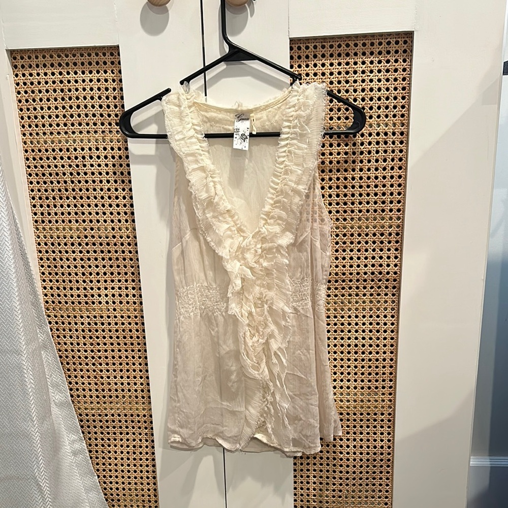 Guess Cream Fringed Blouse